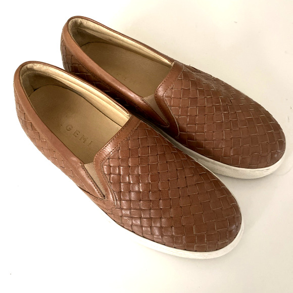 M. Gemi Cherchio Sneaker Saddle Brown Woven Leather Slip On Flat Round Toe 36 - Picture 3 of 12